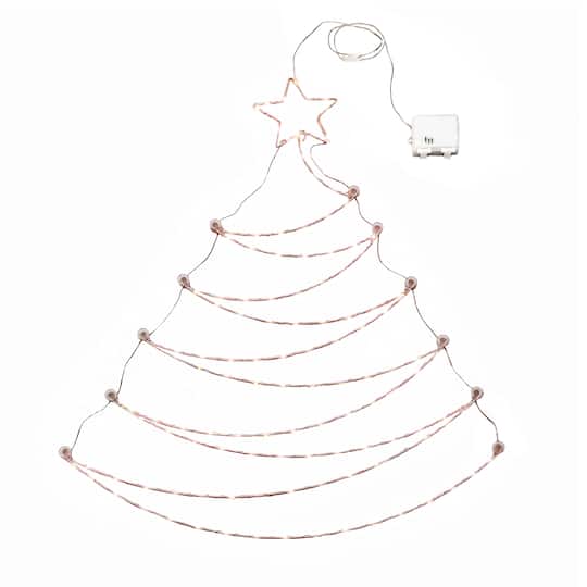 37" Pre-Lit LED Hanging Metal Wire Tree Decoration